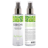Coochy Fragrance Body Mist Key Lime Pie 4 Oz bottle with lime slices, offering a sweet citrus scent.