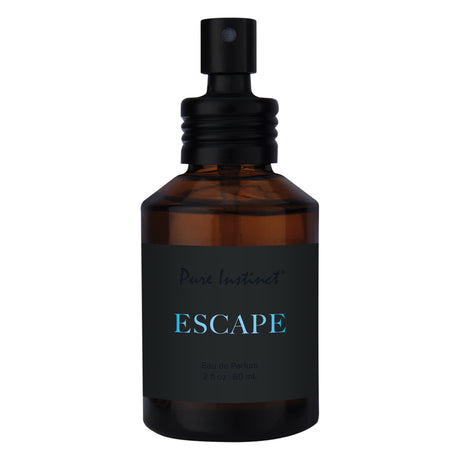 Pure Instinct Pheromone Eau De Parfum Escape 2 Oz bottle with dark amber glass and black label.