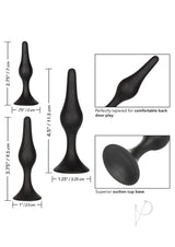 Silicone Anal Starter Kit (3 Per Set) Black with graduated sizes for comfort and confidence during use.