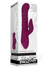 Lovely Lucy Silicone Dual Vibrator Clitoral Stimulator Red in sleek design with dual motors for pleasure.