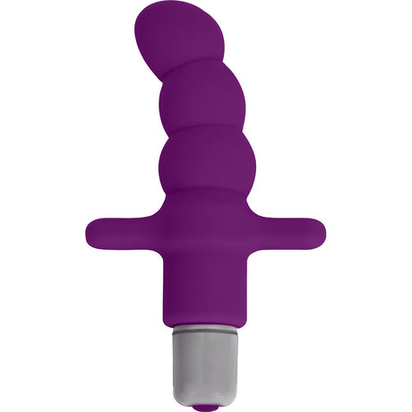 Gossip Desire Violet Silicone Anal Vibrator featuring a curved, sleek design with a flared base for safety and pleasure.
