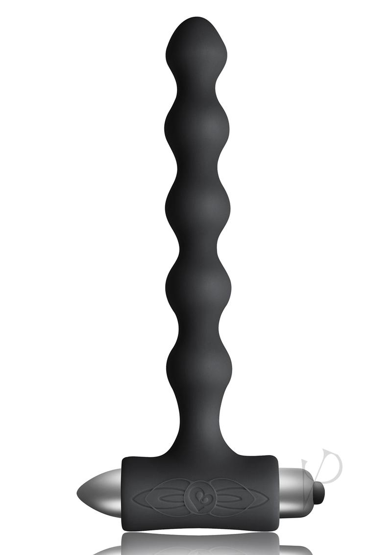 Petite Sensations Pearls Silicone Vibrating Anal Beads Black for deep pleasure and anal exploration.