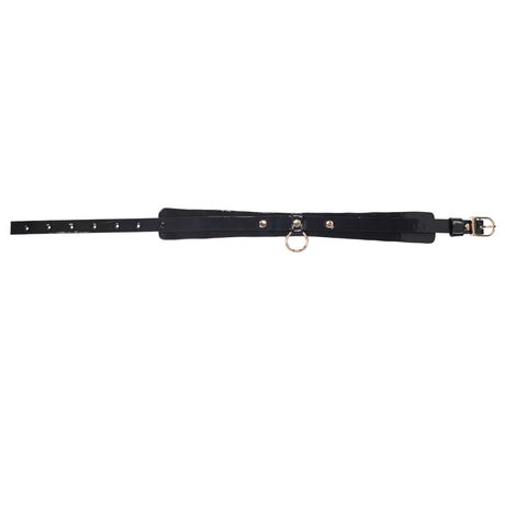 Sportsheets S&M Orbit Day Collar Rainbow Faux Leather black faux leather collar with buckle and ring detail