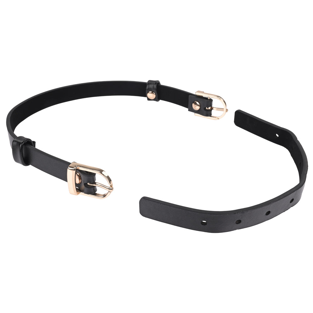 S&M Double Buckle Faux Leather Day Collar featuring dual-buckle design and soft faux leather material