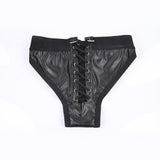 Sportsheets Em Ex Fit Patent Corset Harness Large, designed for an active fit with a stylish lace-up front.