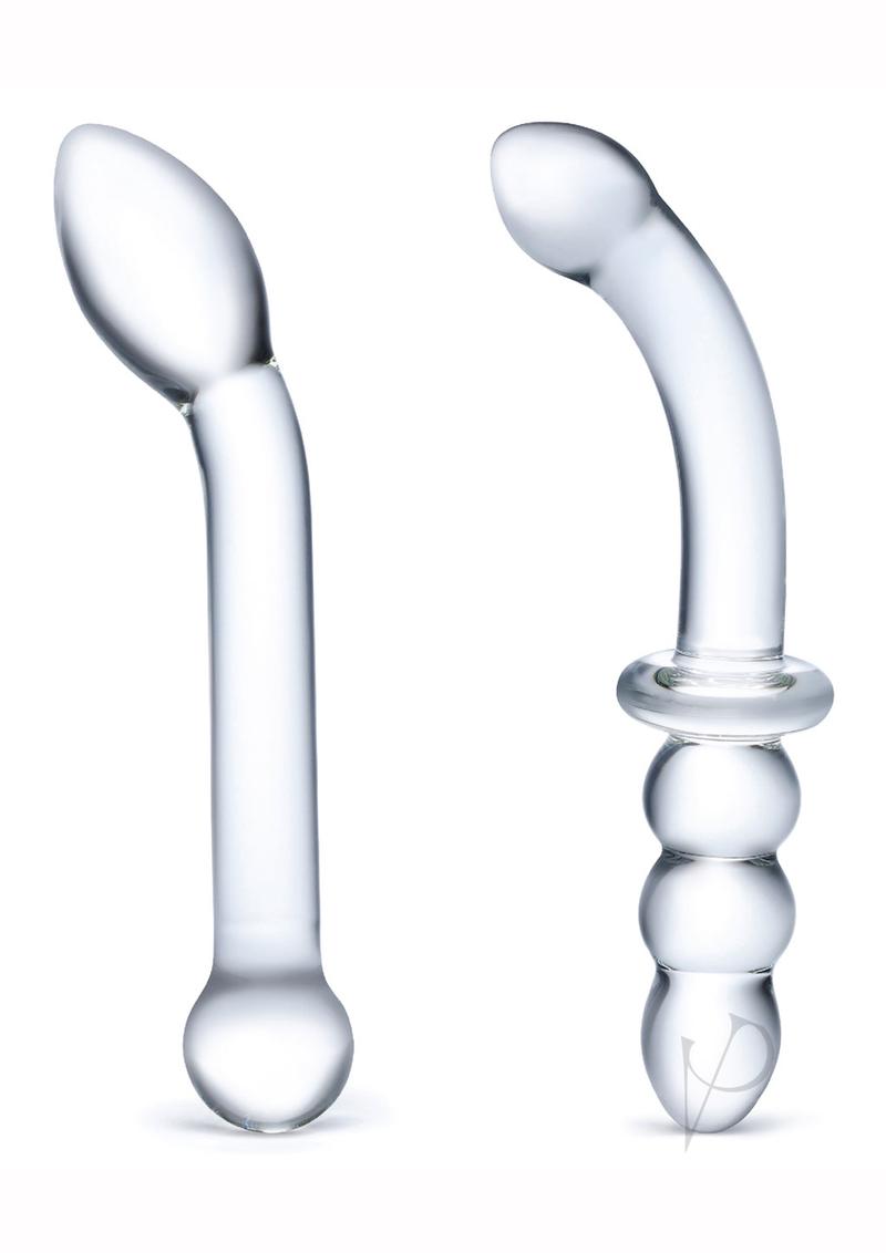 Glas G-Spot Pleasure Dildo Set (2 piece) Clear features two glass dildos for targeted stimulation.