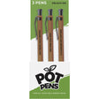 Wood Rocket Pot Pens 3 Pack featuring clever cannabis quips in a fun gift box for laughs.