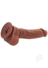 Big Shot 8 Inch Vibrating Squirting Dong Chocolate with lifelike texture and suction cup base.