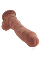 Big Shot 8 Inch Vibrating Squirting Dong Chocolate with a lifelike design and sturdy suction cup base.