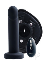 VeDO Strapped Vibrating Strap On Remote Just Black with silicone shaft and remote control.