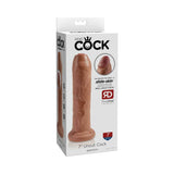 King Cock 7 inches Uncut Cock Realistic Dildo With Moveable Foreskin & Suction Cup Tan