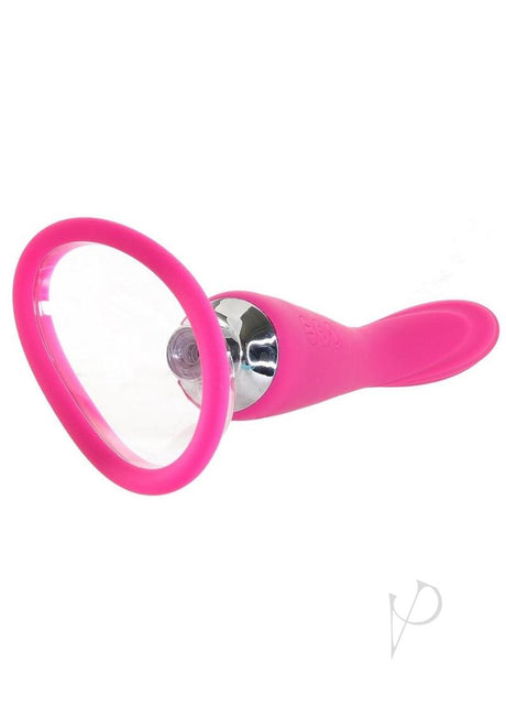 Inya Silicone Rechargeable Pump and Vibrator Pink showcasing its dual-function design and sleek appearance.