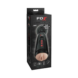 PDX Elite Dirty Talk Rechargeable Vibrating Starter Stroker With Hands-Free Suction Cup Beige/Black