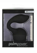 Palm Power Extreme Curl Wand Attachment Black packaged, made from 100% silicone, designed for precise G-spot stimulation.