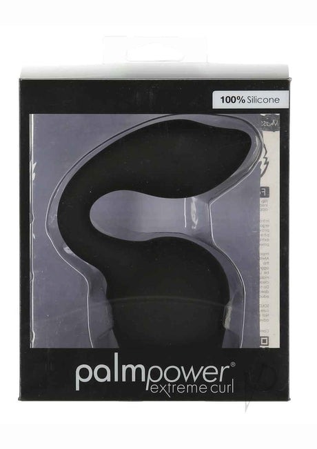 Palm Power Extreme Curl Wand Attachment Black packaged, made from 100% silicone, designed for precise G-spot stimulation.