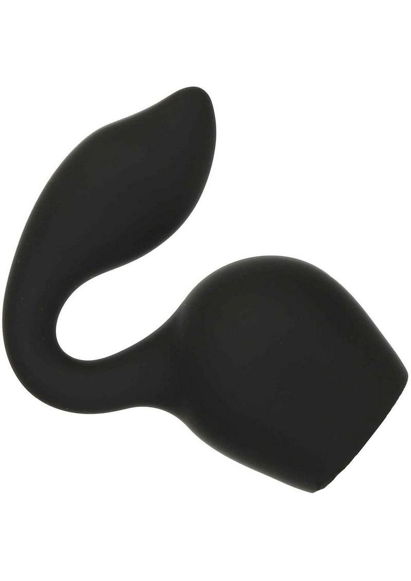 Palm Power Extreme Curl Wand Attachment Black designed for precise G-spot stimulation with ergonomic curve.