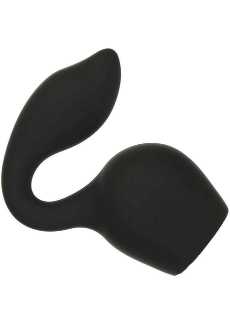 Palm Power Extreme Curl Wand Attachment Black designed for precise G-spot stimulation with ergonomic curve.