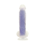 Evolved Luminous Poseable Glow in the Dark 8 inches Dildo With Balls Clear/Purple