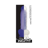 Evolved Luminous Poseable Glow in the Dark 8 inches Dildo With Balls Clear/Purple