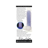 Evolved Luminous Poseable Glow in the Dark 8 inches Dildo With Balls Clear/Purple