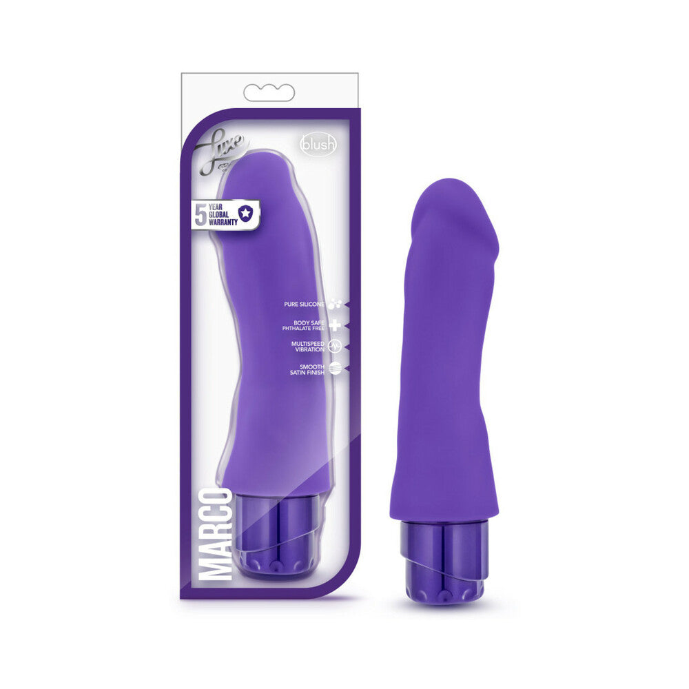 Luxe Marco 7.75 inches Silicone Vibrating Dildo Purple