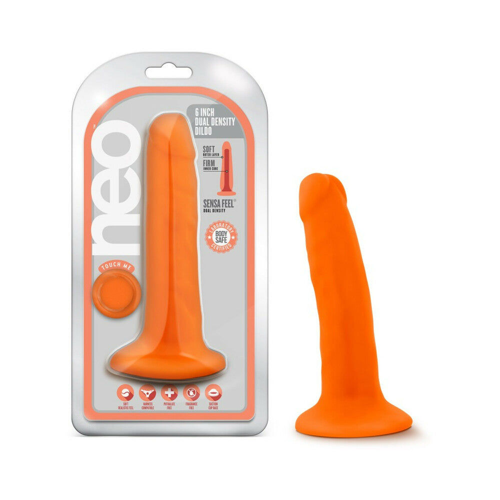 Neo 6 inches Dual Density Dildo Neon Orange