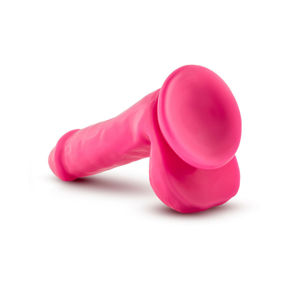 Neo 6 inches Dual Density Dildo with Balls Neon Pink