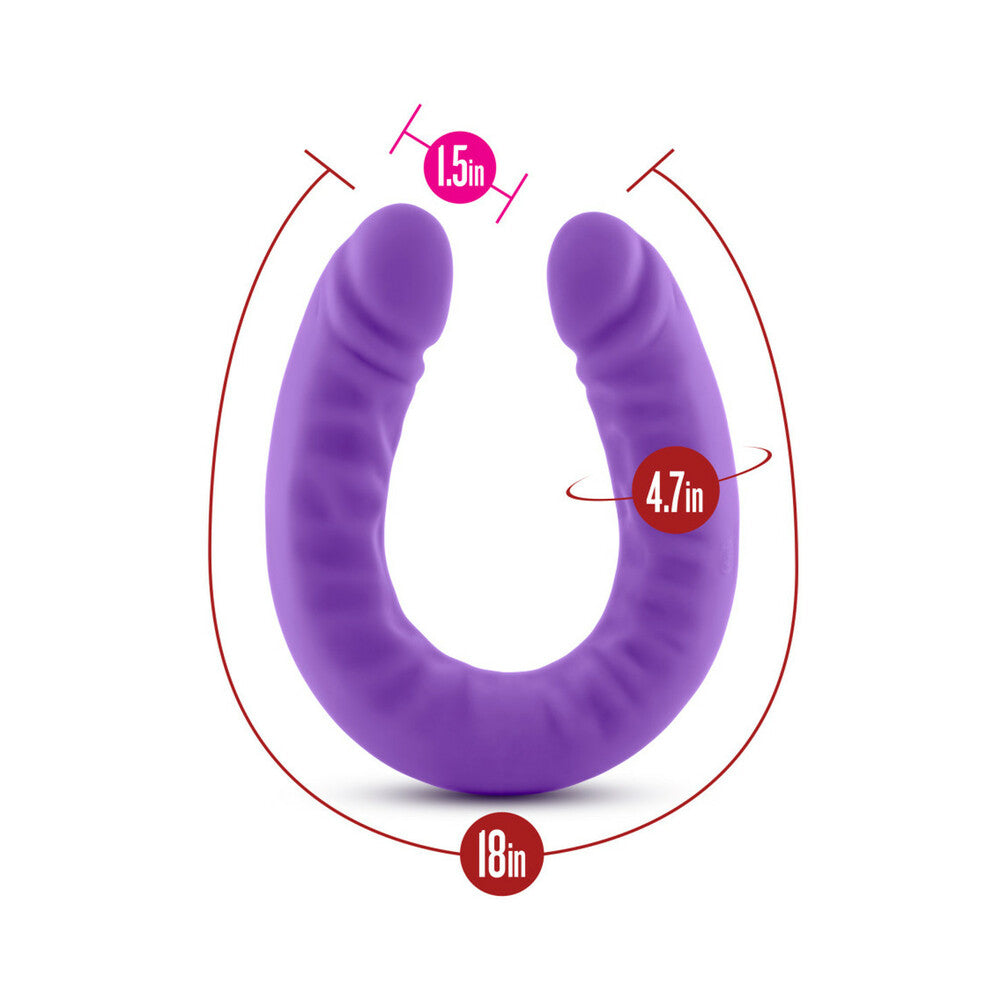 Blush Ruse Realistic 18 inches Silicone Slim Double Dong Dual Ended Dildo Purple