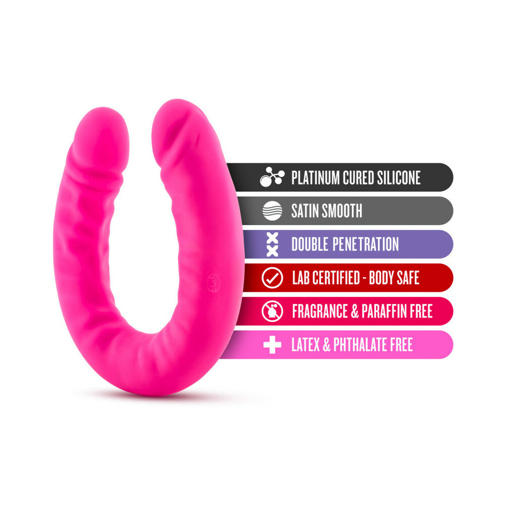 Blush Ruse Realistic 18 inches Silicone Slim Double Dong Dual Ended Dildo Hot Pink