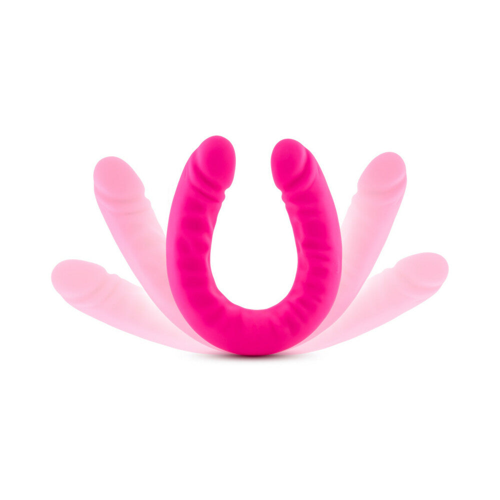 Blush Ruse Realistic 18 inches Silicone Slim Double Dong Dual Ended Dildo Hot Pink