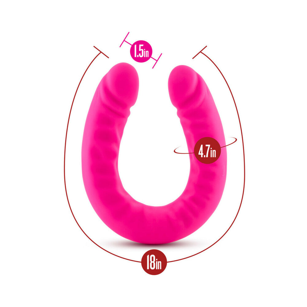 Blush Ruse Realistic 18 inches Silicone Slim Double Dong Dual Ended Dildo Hot Pink