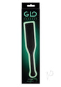 GLO Bondage Glow In The Dark Paddle Green packaging featuring a black paddle with a glow-in-the-dark edge.