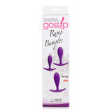 Gossip Rump Bumpers Anal Training Kit Violet packaging showing three graduated silicone sizes for anal exploration.