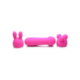 Gossip Mini Wand with Two Attachments Magenta in pink with bunny and bear attachments.