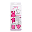 Gossip Mini Wand with Two Attachments Magenta packaging featuring silicone design and various attachments.