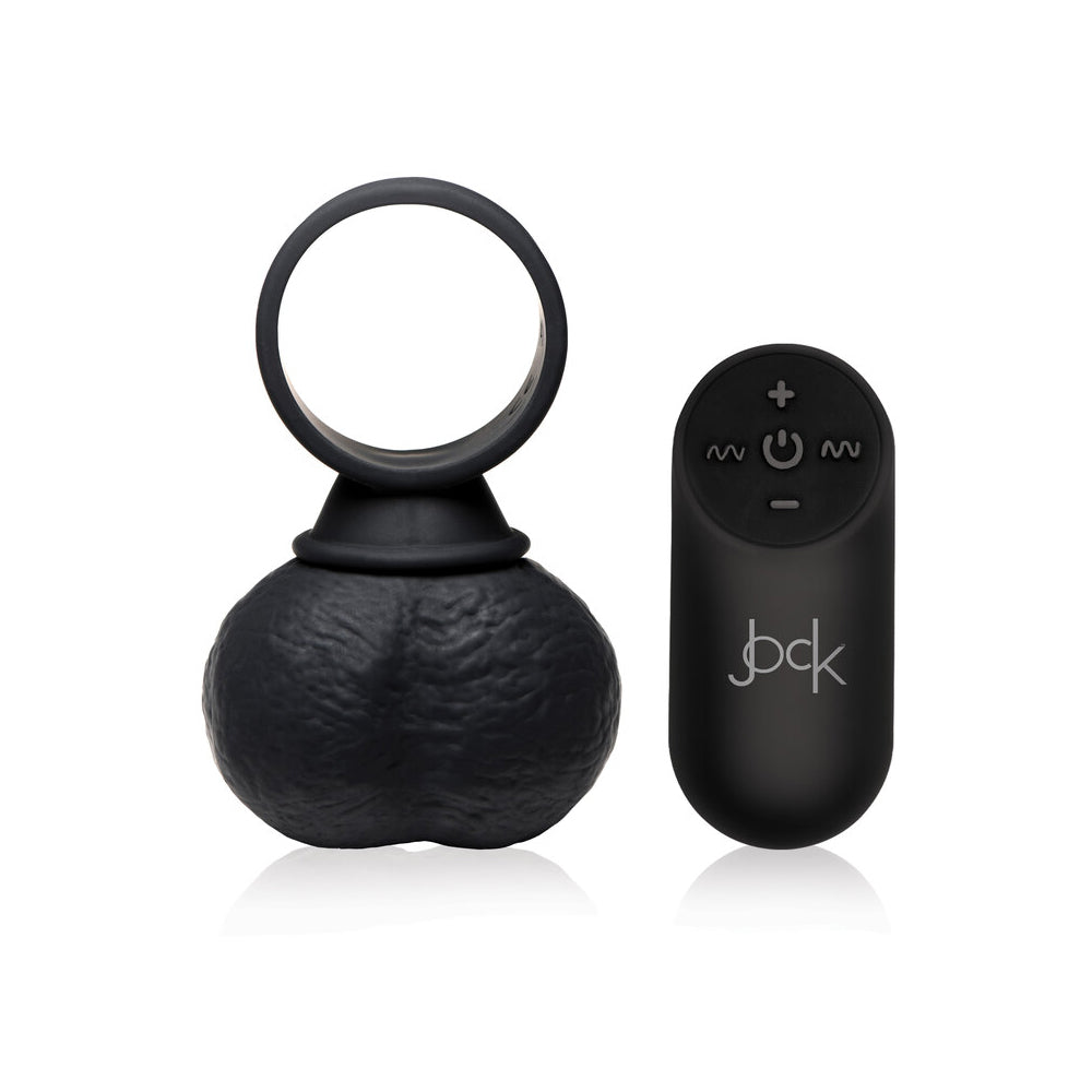 Jock 28x Vibrating Silicone Balls X Large Black with remote control for enhanced stimulation.