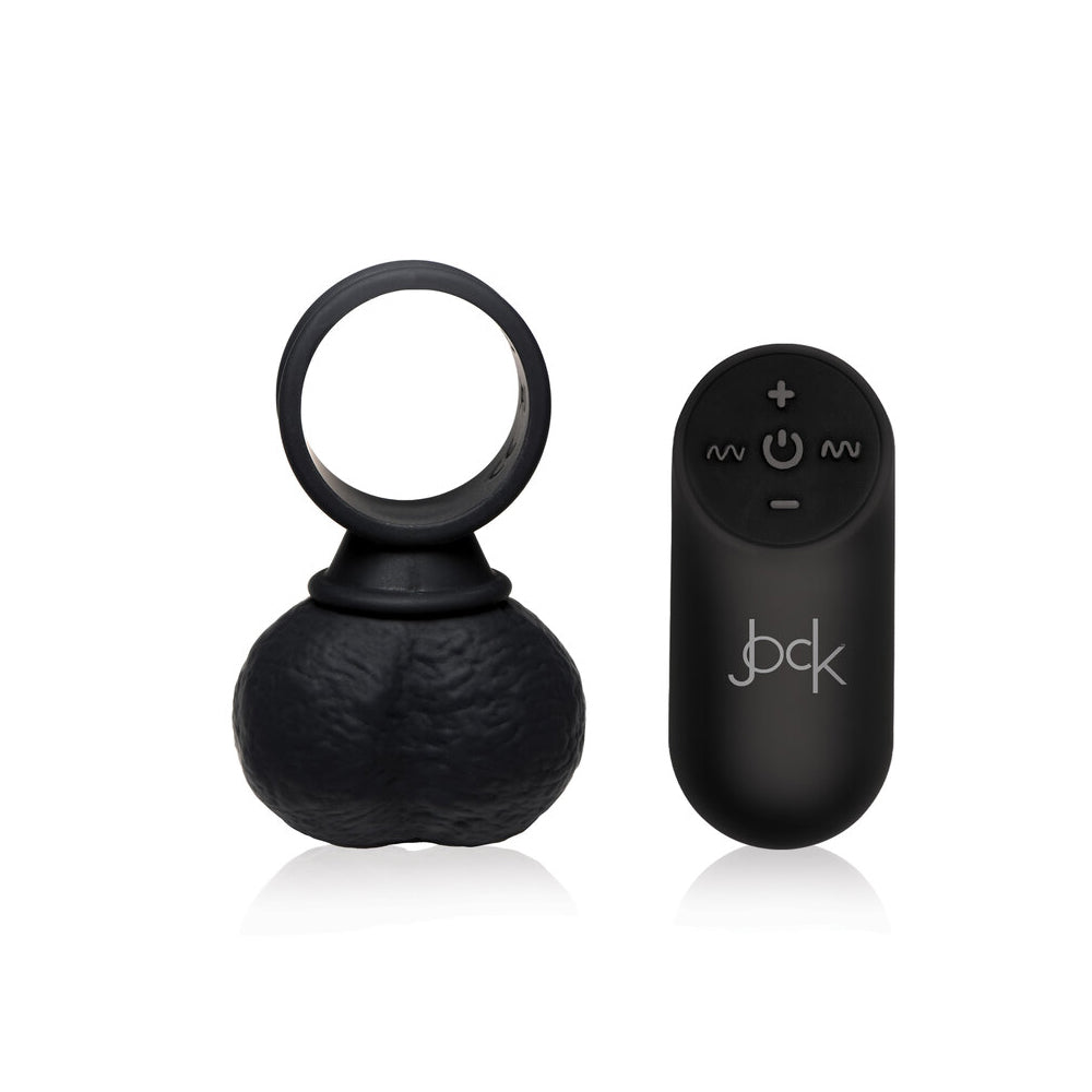 Jock 28x Vibrating Silicone Balls Large Black with remote control for versatile stimulation.