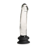 Pleasure Crystals 7.6 inch Glass Dildo Silicone Base Clear features crystal-clear glass with a smooth sculpted profile.