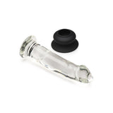 Pleasure Crystals 7.6 inch Glass Dildo Silicone Base Clear with detailed design and smooth profile.
