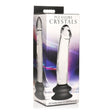 Pleasure Crystals 7.6 inch Glass Dildo Silicone Base Clear packaging showing elegant design and features.