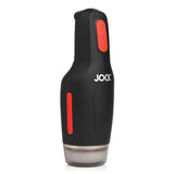 Jock 15X Sucking and Vibrating Masturbator White side view showing ergonomic design and controls.