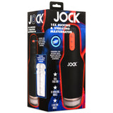 Jock 15X Sucking and Vibrating Masturbator White packaging with features highlighted.