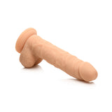 Easy Riders 7 Inch Silicone Dildo with Balls Light in a realistic design, featuring a veiny shaft and soft texture.