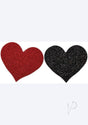 Nipplicious Heart Shape Glitter Pasties Red & Black in red and black glittery designs for flirty coverage.