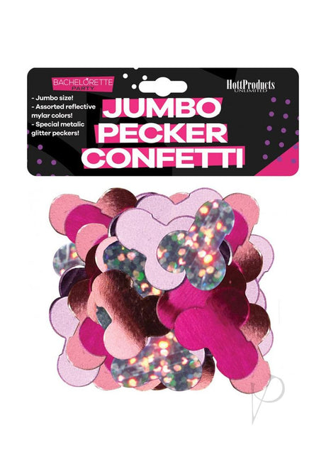 Bachelorette Mylar Party Pecker Confetti Jumbo Multicolor in shiny mylar shapes for party fun.