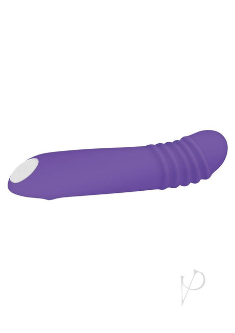 The G Rave Silicone G-Spot Light-Up Vibrator Purple with ergonomic design and ribbed collar for enhanced pleasure