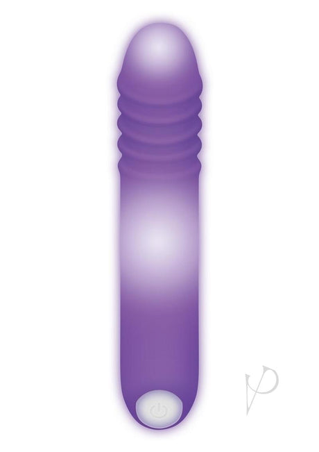 The G Rave Silicone G-Spot Light-Up Vibrator Purple with ribbed design for enhanced pleasure.
