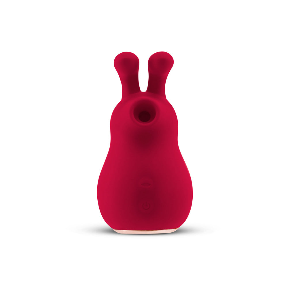 Platinum Hearts Air Suction Bunny Kiss in red, featuring air suction technology and dual vibrating ears for pleasure.