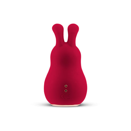 Platinum Hearts Air Suction Bunny Kiss in red, featuring air suction and vibrating ears for a customizable pleasure experience.