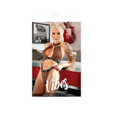 Fantasy Lingerie Thirst Trap Leopard Halter & Panty packaging featuring model in leopard print lingerie set.